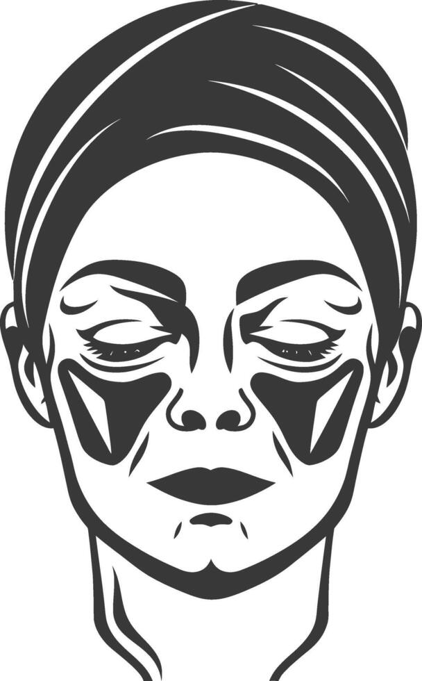 A woman with a face mask on her face vector