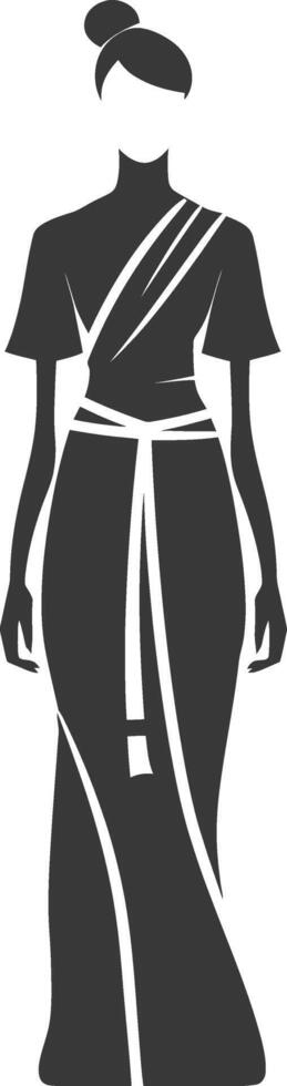 A silhouette of a woman in a traditional dress vector