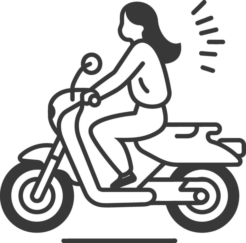 A woman riding a motorcycle on a white background vector