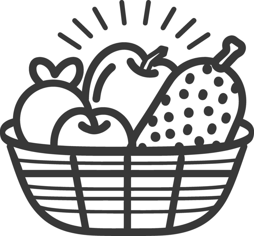 Fruit basket icon illustration vector