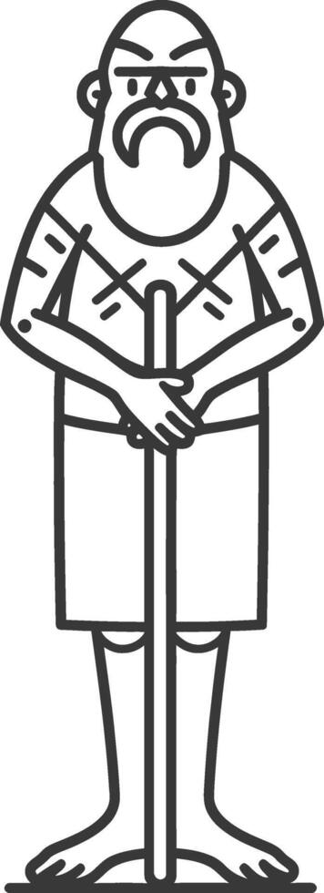 A cartoon man with a stick in his hand vector