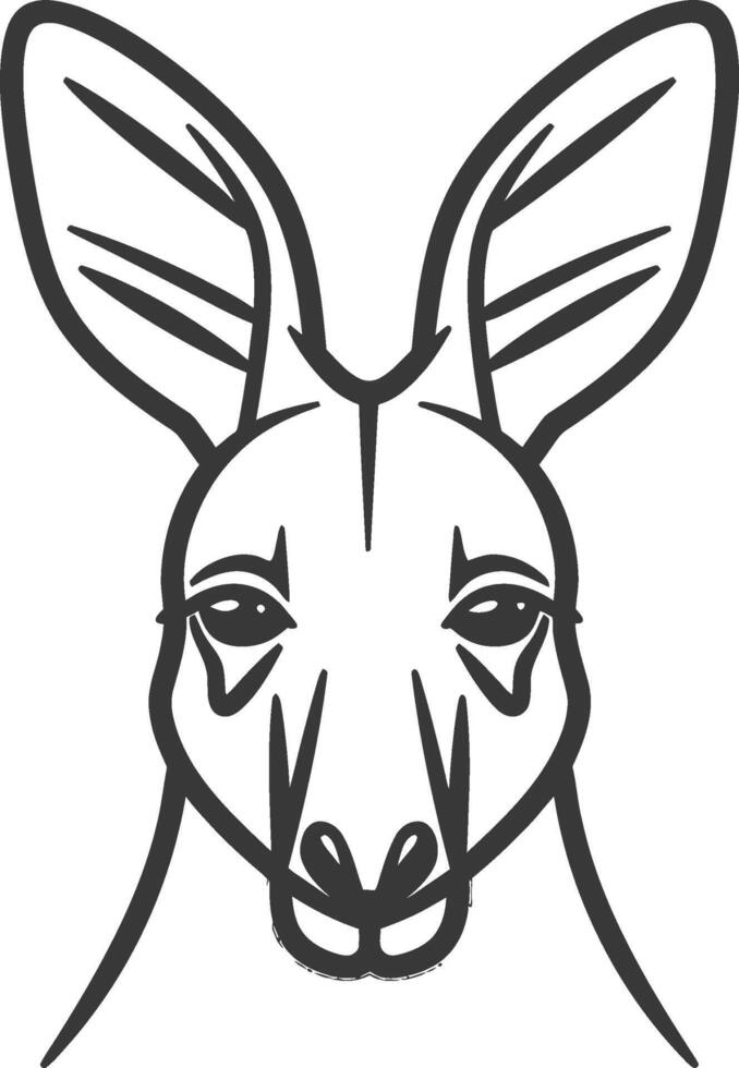 A black and white drawing of a kangaroo vector