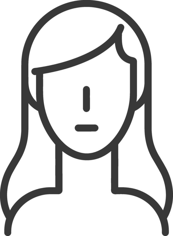A woman's face with a long hair and a long face vector