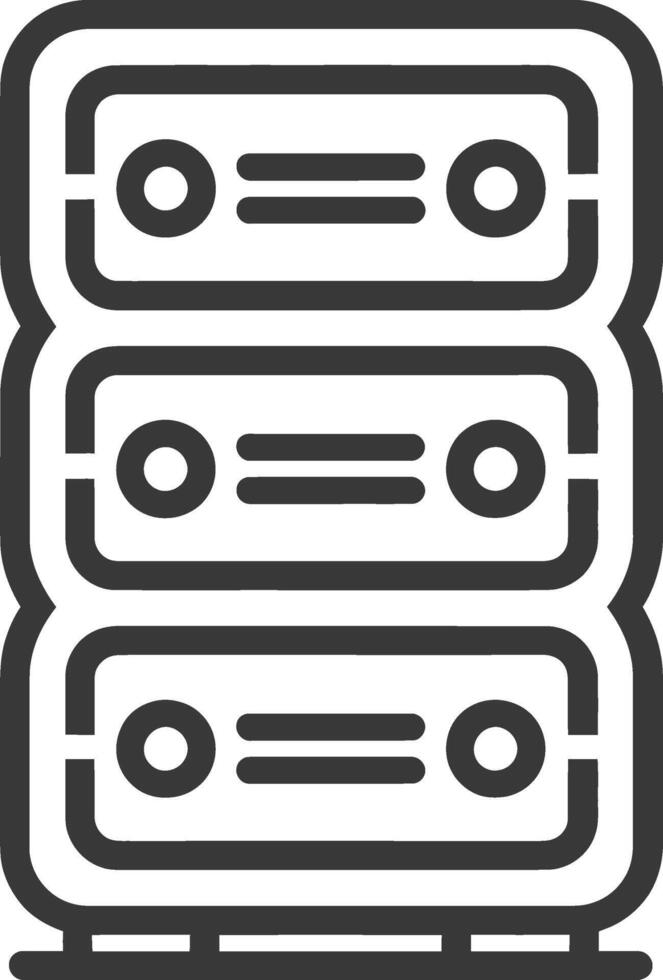 A black and white illustration of a server rack vector