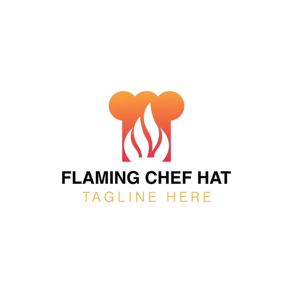 Creative flat flaming chef hat Logo design template vector
