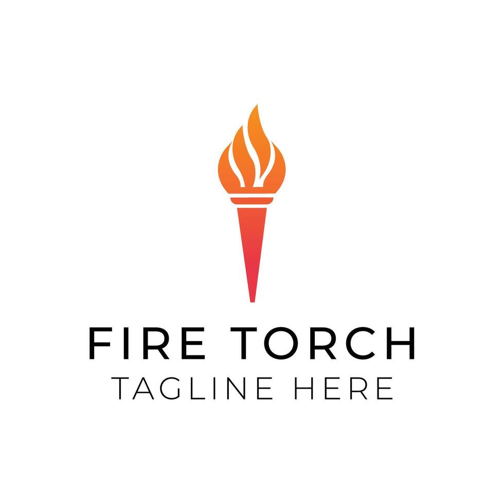 Creative flat fire torch Logo design template vector