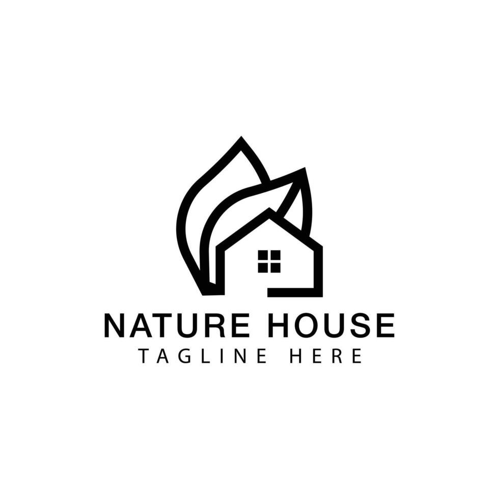 Creative minimal nature house Logo design template vector