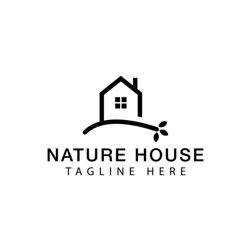 Creative minimal nature house Logo design template vector