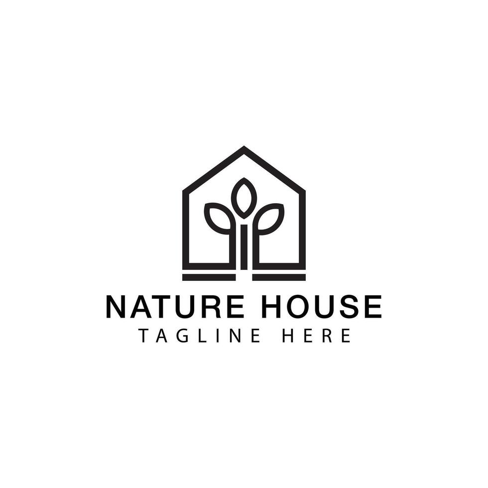 Creative minimal nature house Logo design template vector