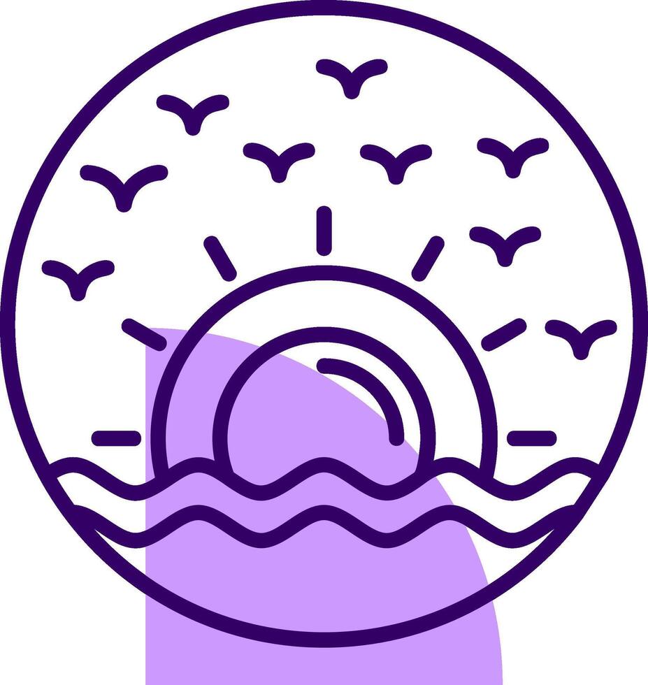 Beach sunrise painting Outline Style Icon vector