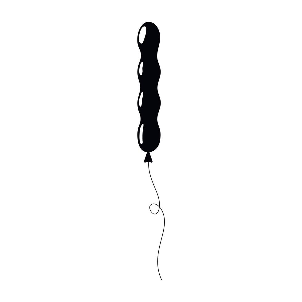 Unique black balloon design with wavy shape and a trailing string vector