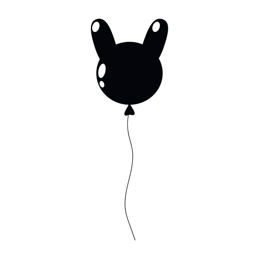 Black balloon shaped like a bunny rabbit floating against a plain background vector