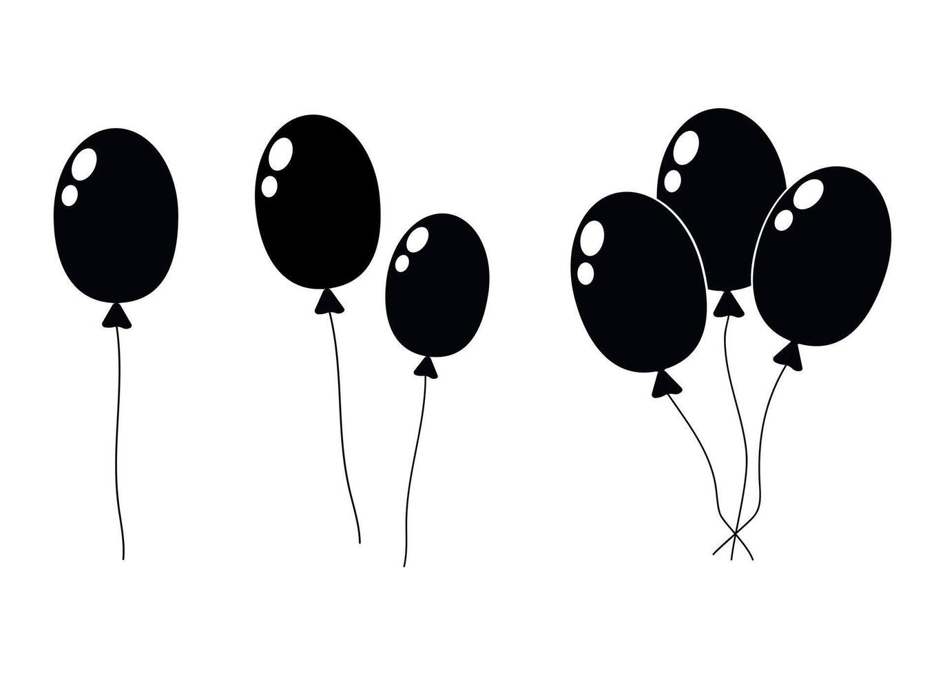 Black balloons in varying groups for celebration decorations and events vector