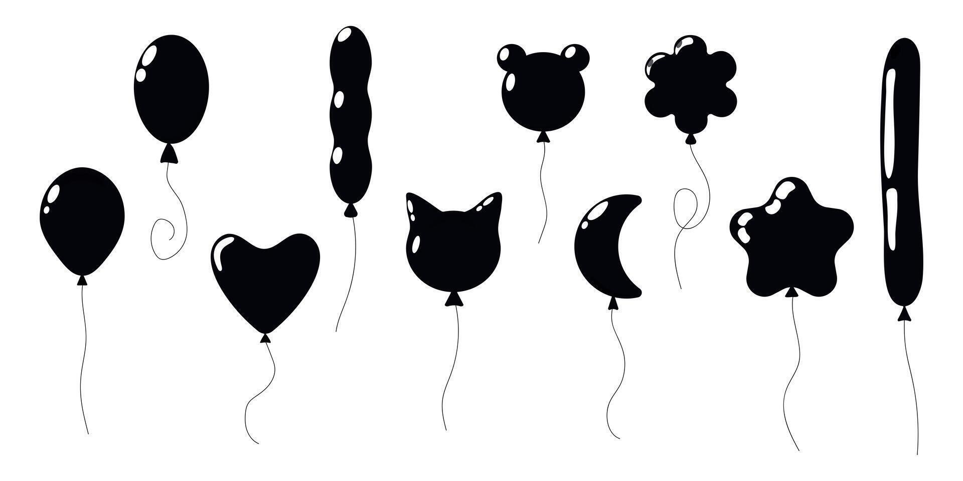 Unique black balloons shaped like animals and objects for creative designs vector