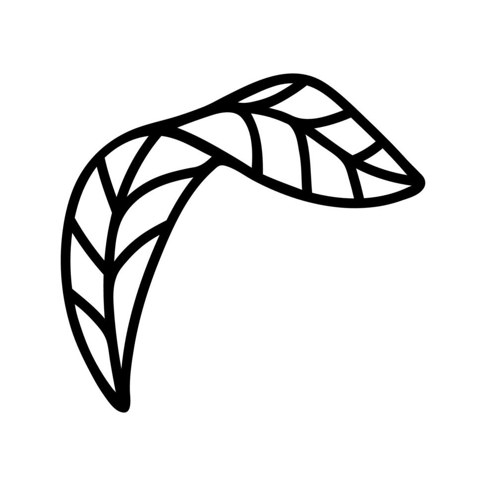 Abstract bent leaf doodle clipart. Hand drawn summer leaves illustration. vector