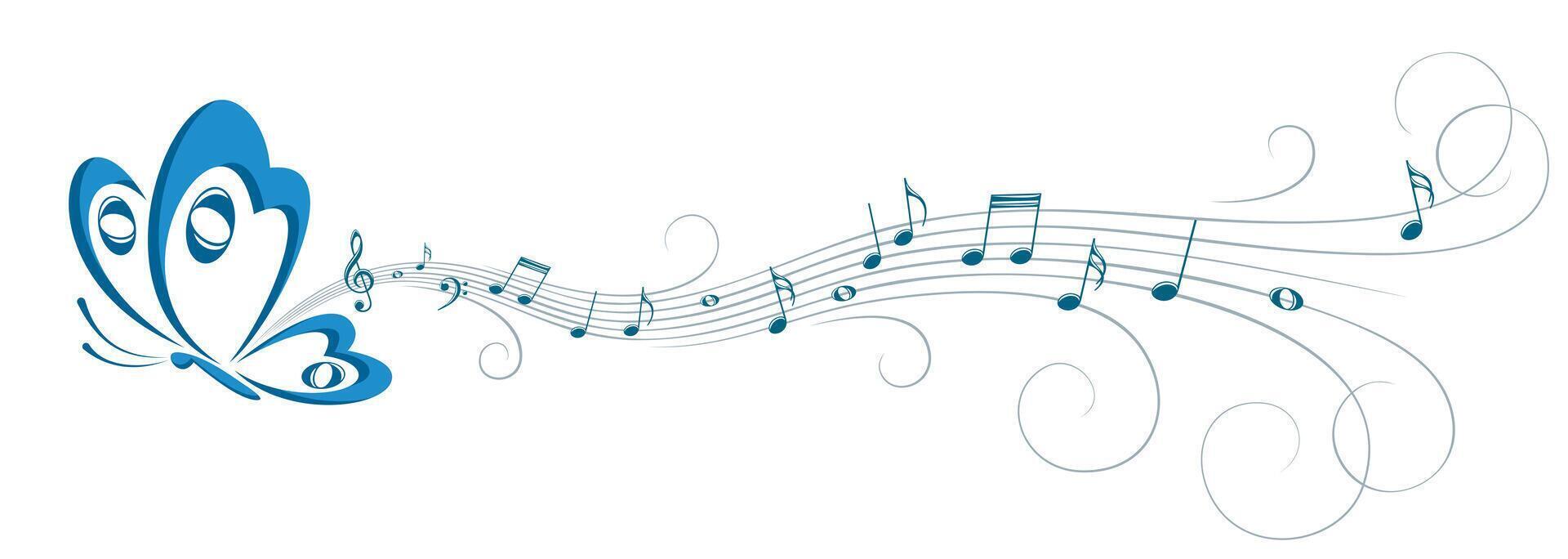 A symbol of the flying butterfly with music notes. vector