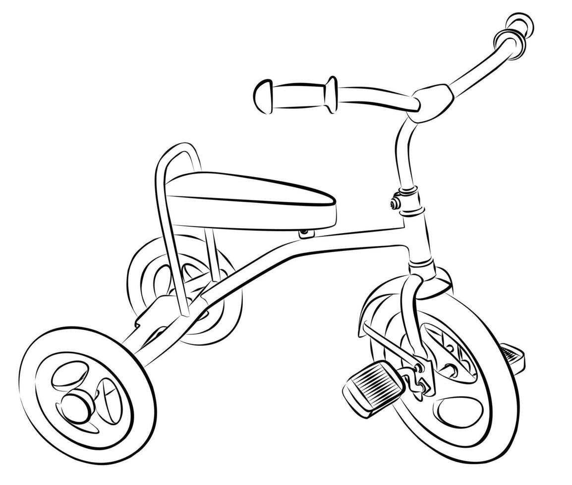 A Sketch of the children tricycle. vector