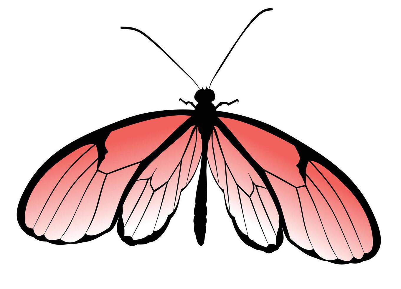 The silhouette of butterfly with red wings. vector