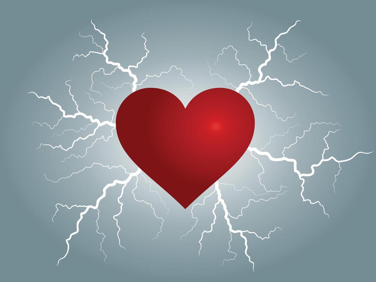 The red heart symbol with lightning bolt. vector