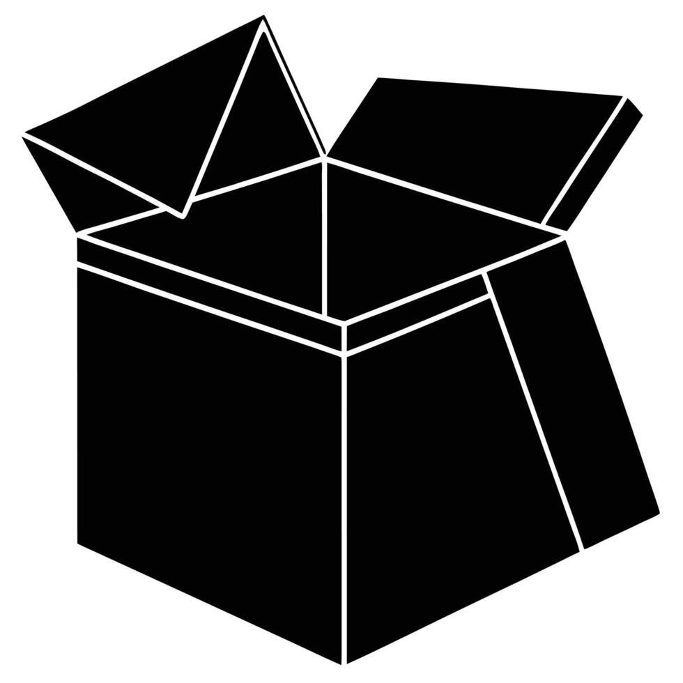 Decorative Open Gift Box Silhouette vector
