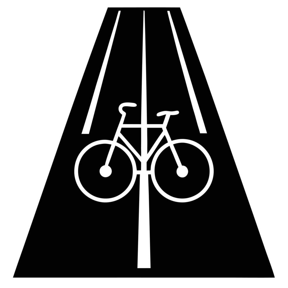 Bicycle Path Silhouette Illustration on White vector