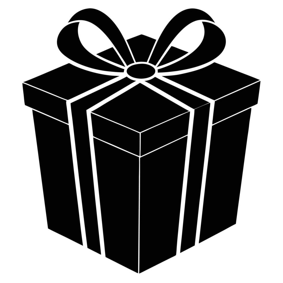 Gift Box Silhouette on White Background vector