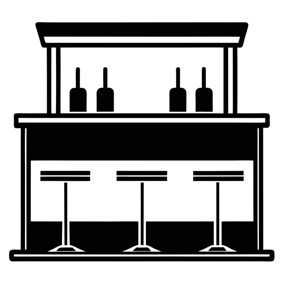Stylish Bar Silhouette Isolated on White vector