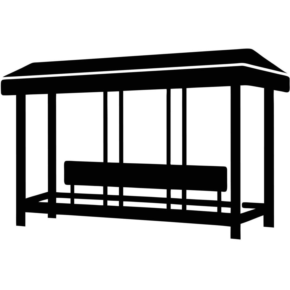 Bus Stop Silhouette on White vector