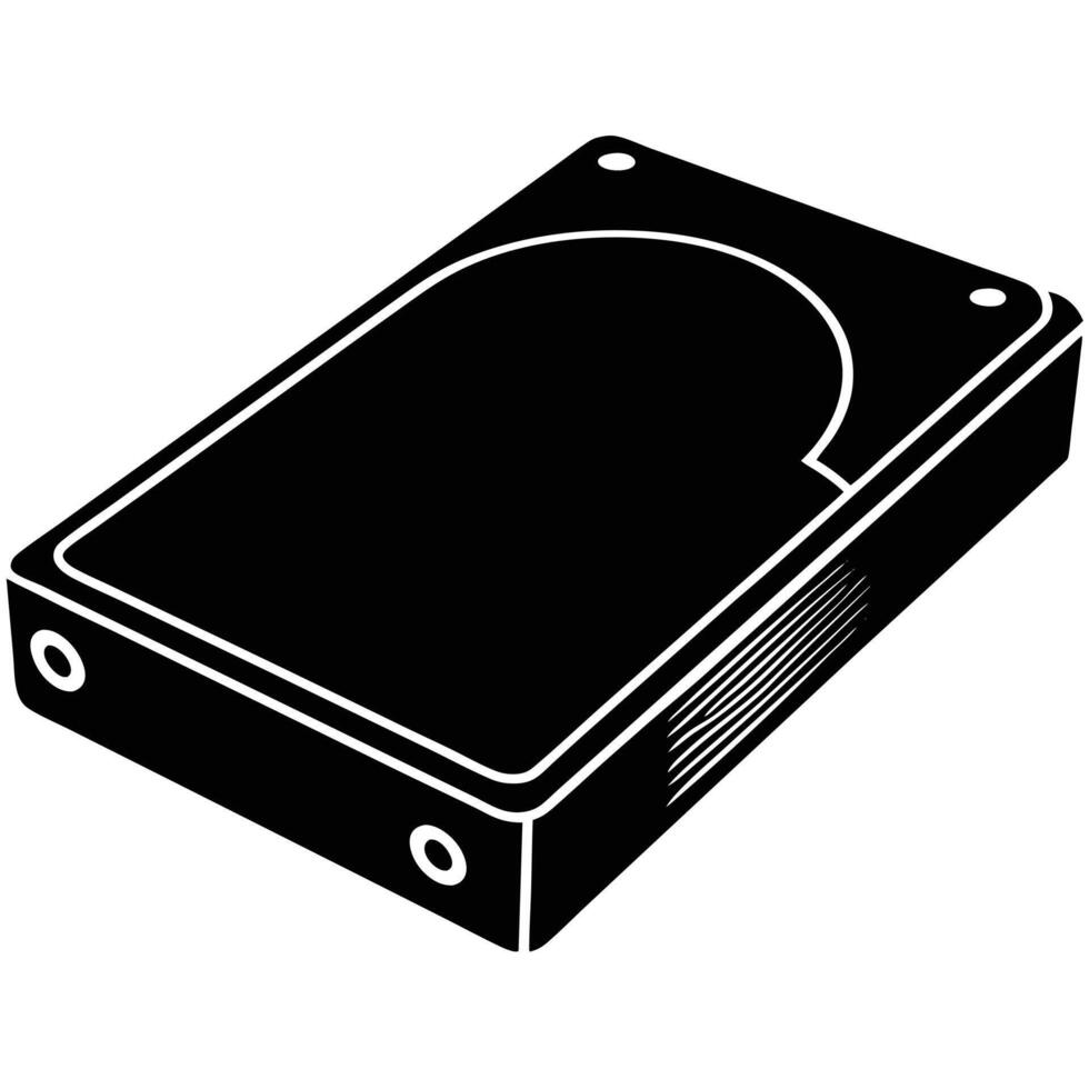 Backup Drive Silhouette Isolated Illustration vector