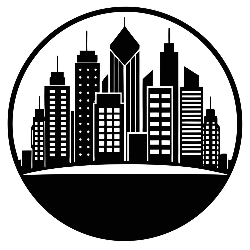 Urban Business District Illustration on White vector