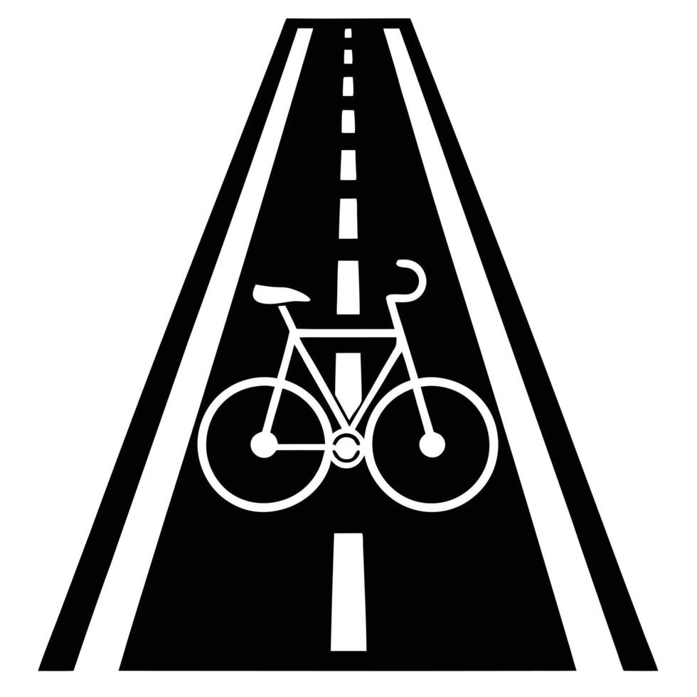Bicycle Lane Silhouette Isolated on White vector