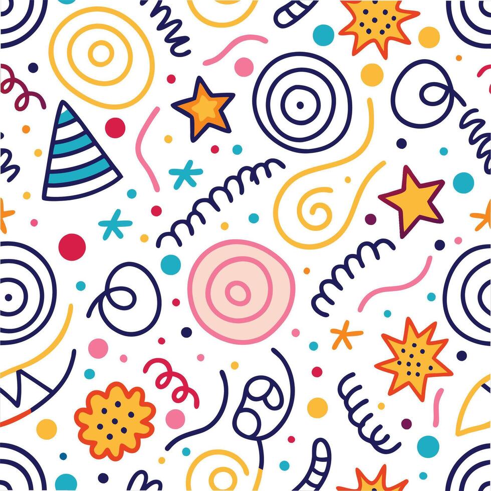 seamless pattern with colorful party items vector