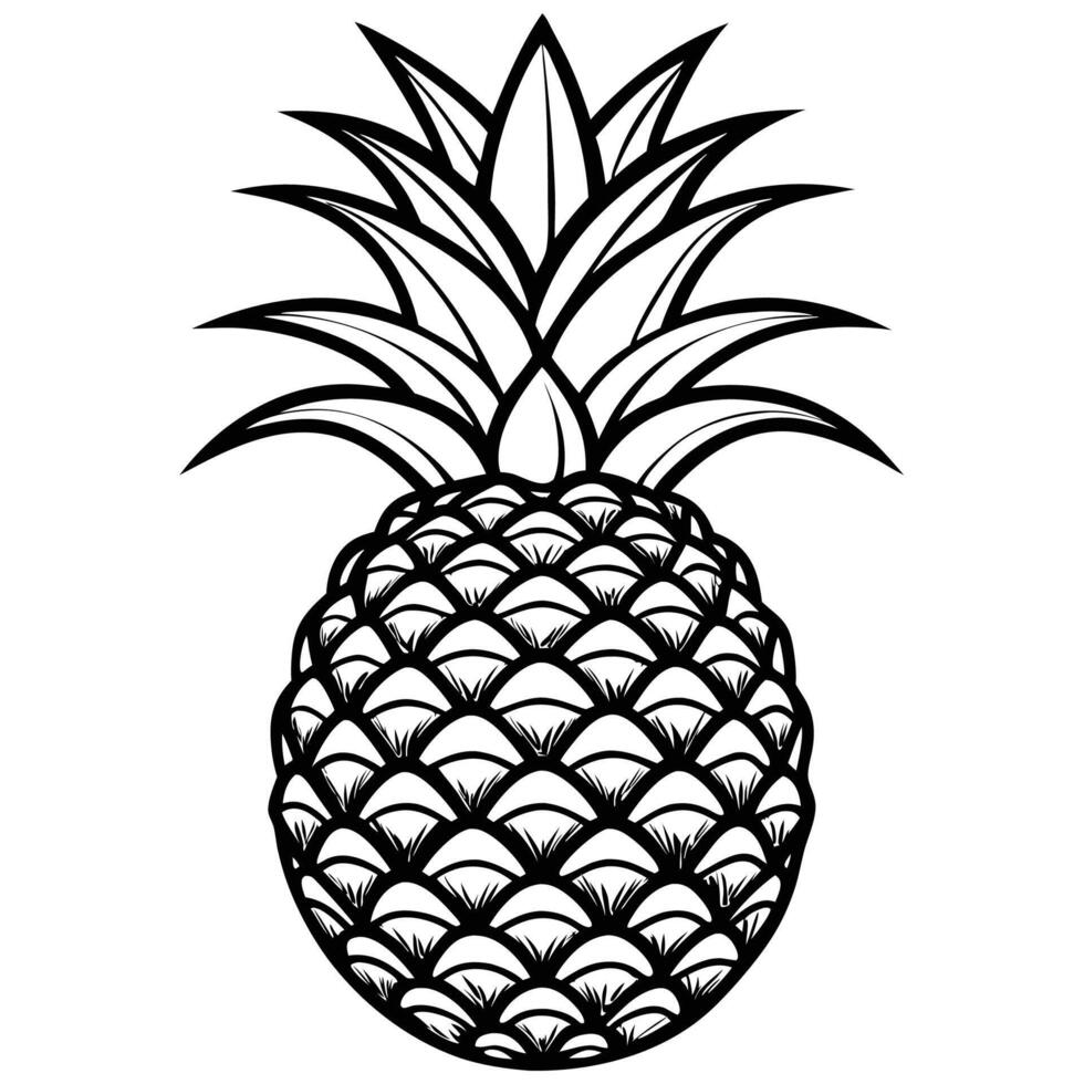 a pineapple is shown in black and white vector