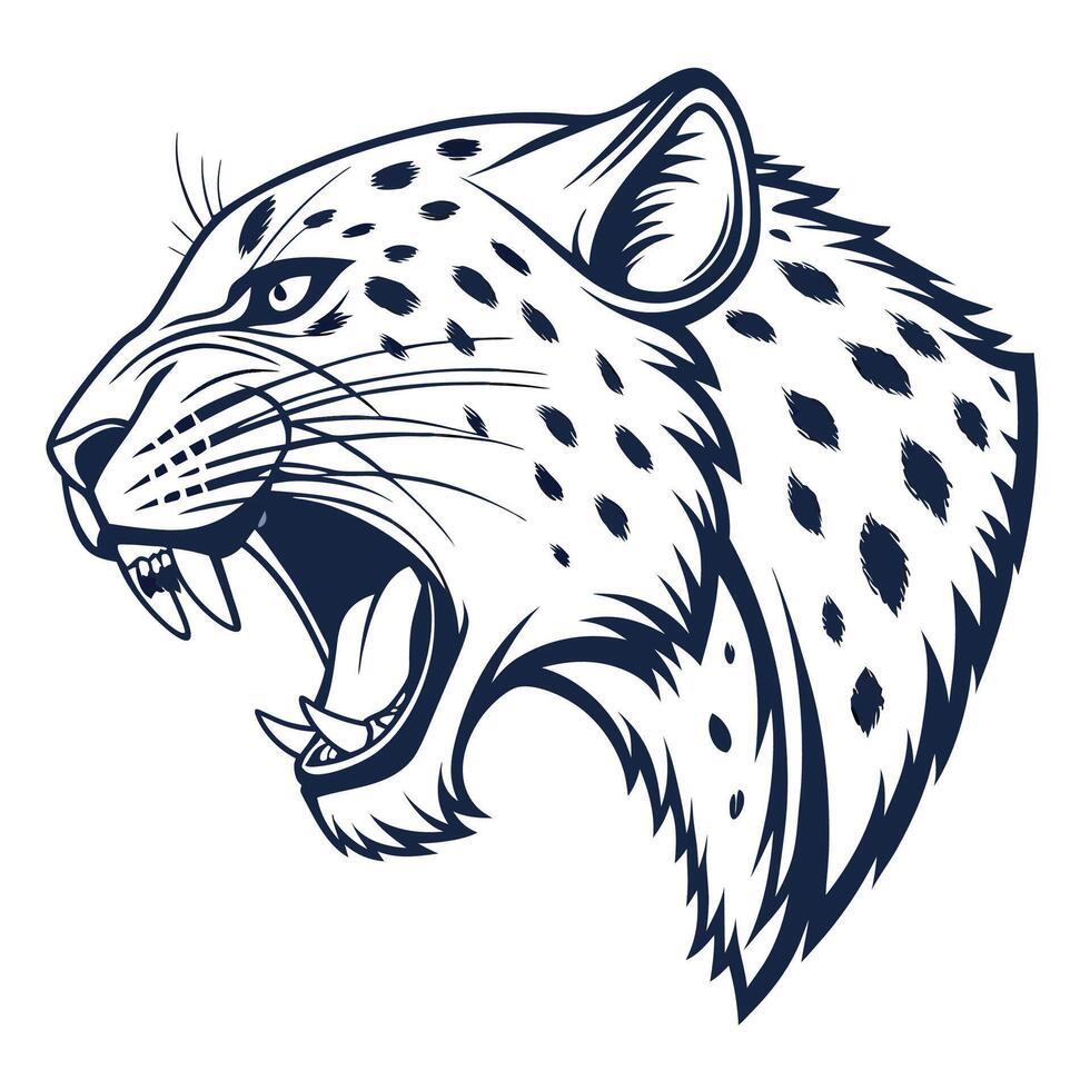 a leopard head with its mouth open vector