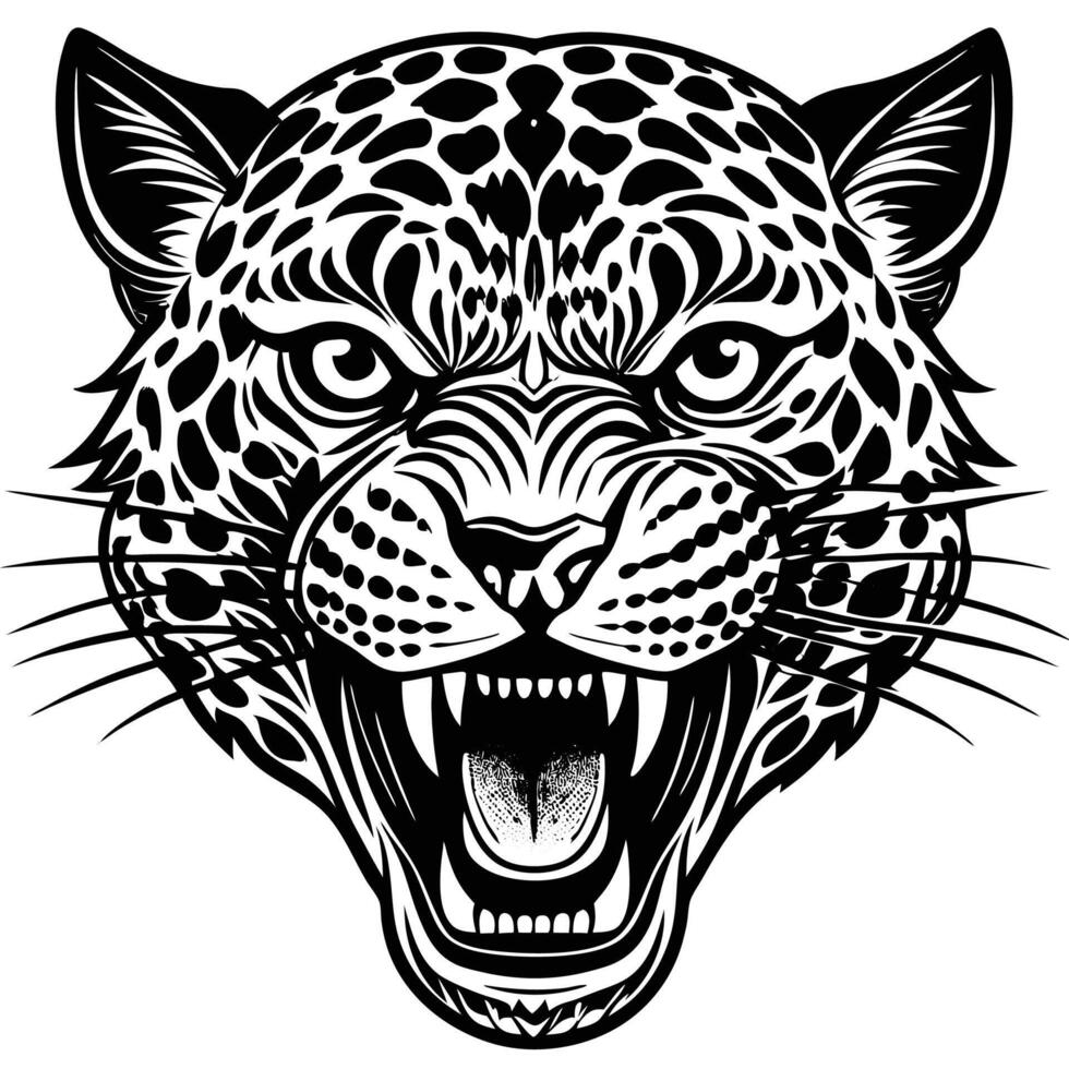 a jaguar head with a black and white pattern vector