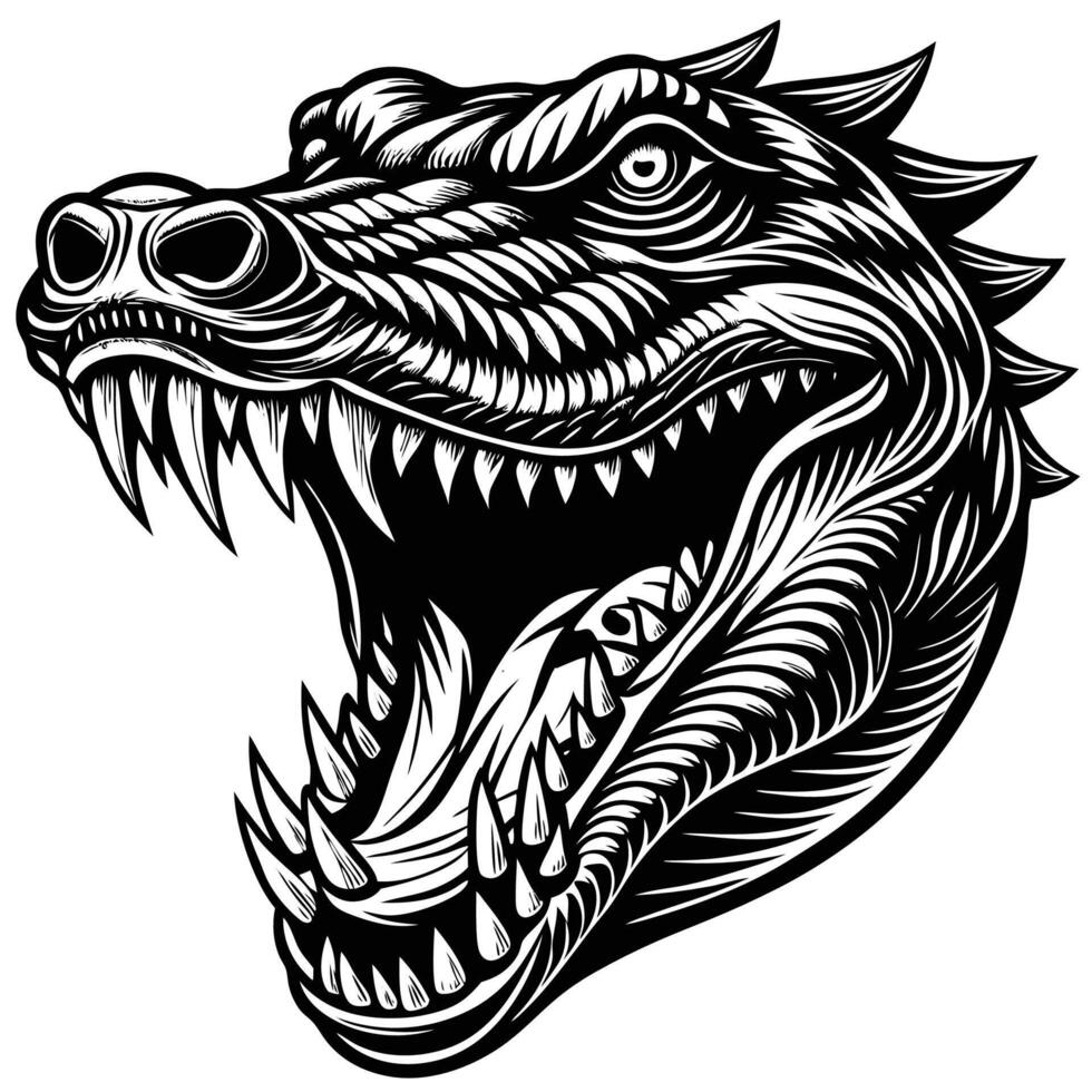 a crocodile head with its mouth open and teeth showing vector