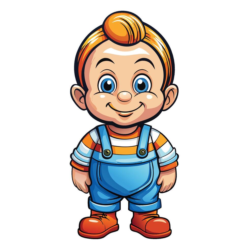 cartoon boy in overalls illustration vector