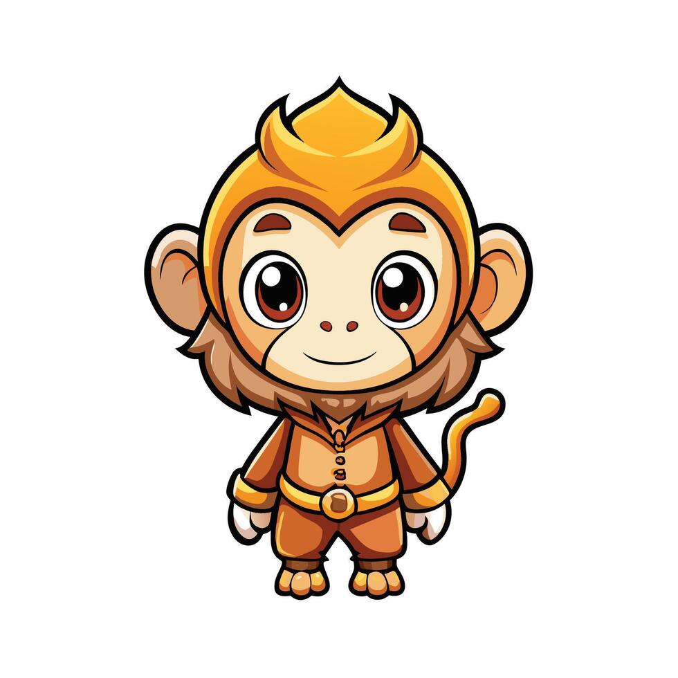 monkey in a yellow costume illustration vector