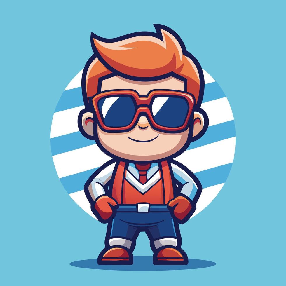 cartoon character of a man in sunglasses and vest vector
