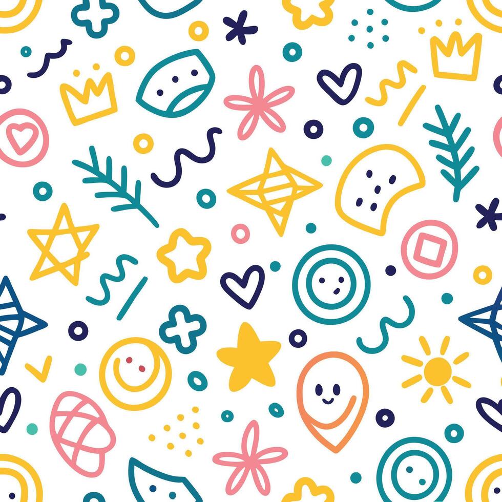 a colorful pattern with various objects and symbols vector