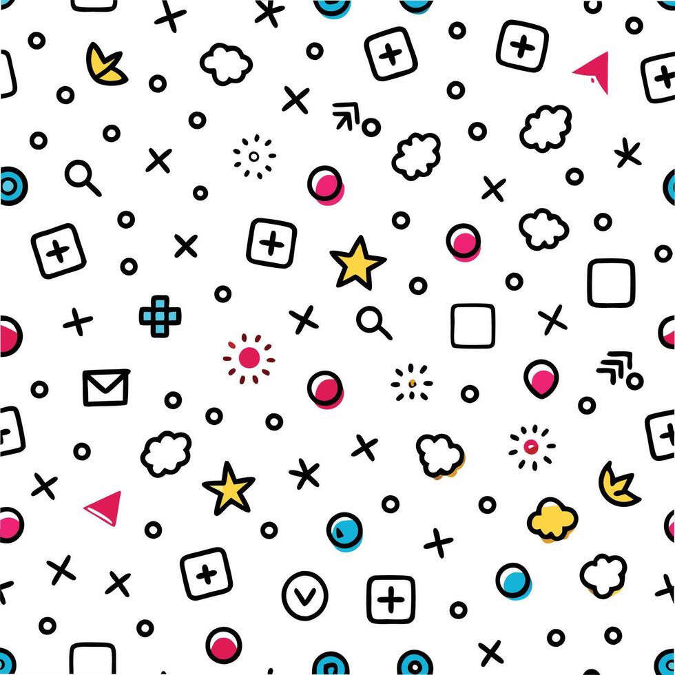 a pattern with various icons and symbols vector