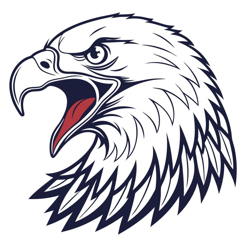 an eagle head with open mouth on a white background vector