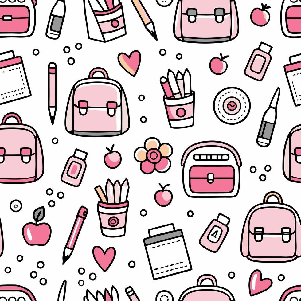 back to school seamless pattern with school supplies vector