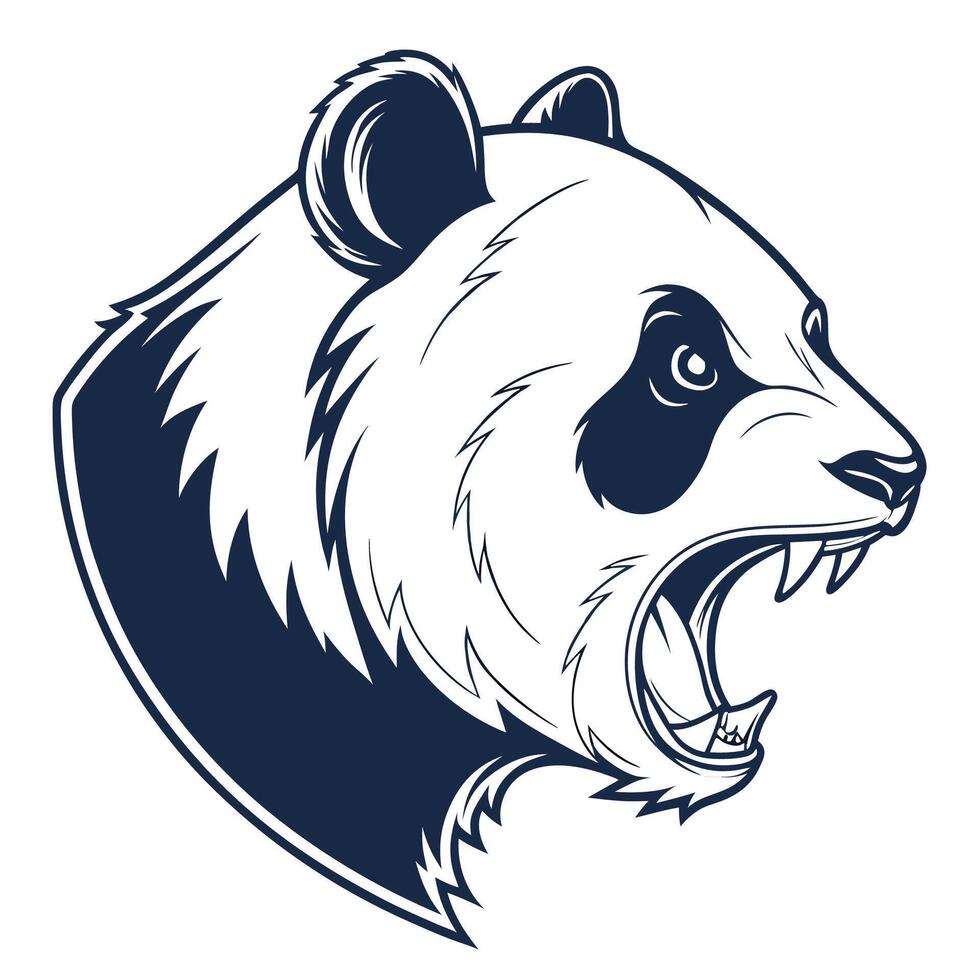 the head of a panda bear is shown in a black and white design vector