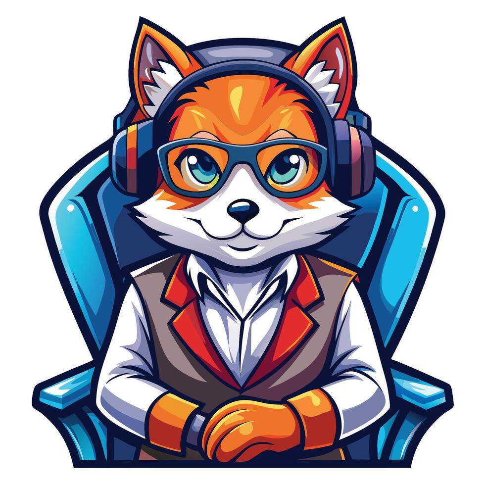fox gaming mascot character illustration vector