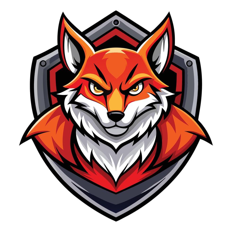 a red fox head on a shield vector