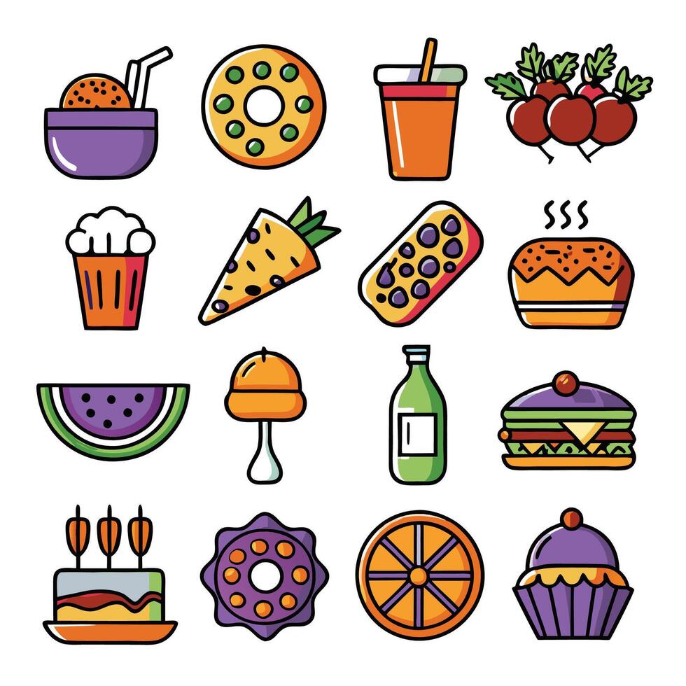food and drink icons set, illustration vector