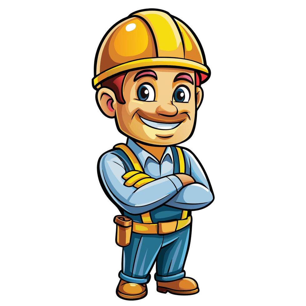 cartoon construction worker with a smile vector