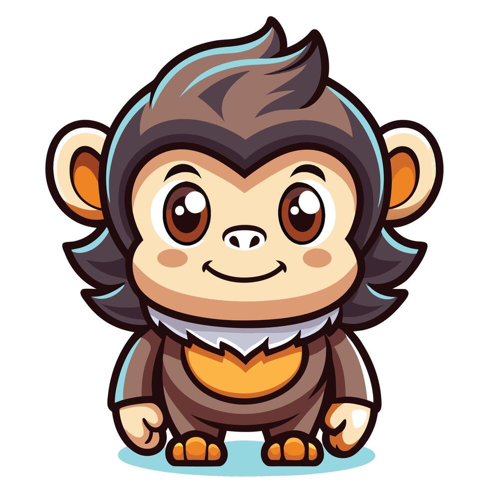 a cartoon monkey with brown hair and an orange shirt vector