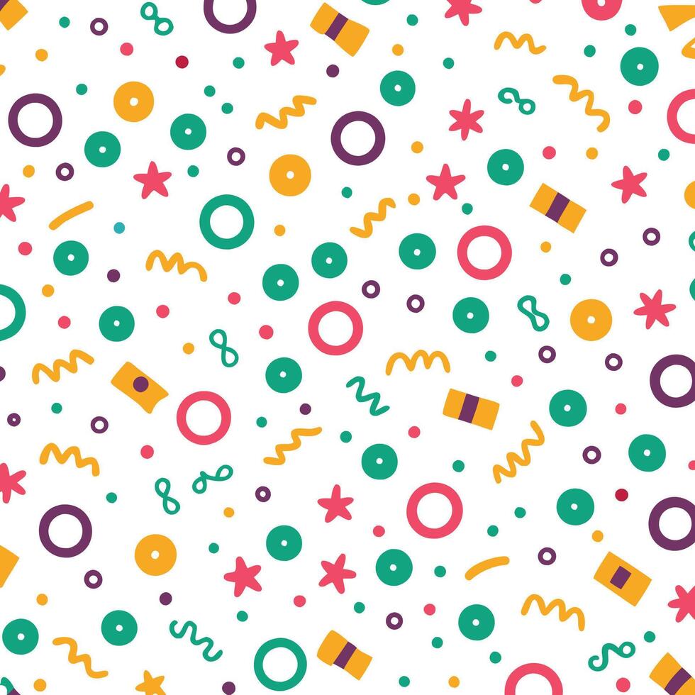 a colorful pattern with circles, stars and other shapes vector